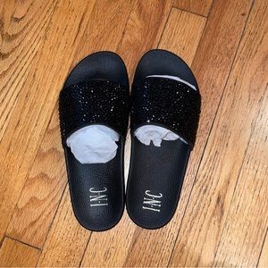 INC black sparkle sandals